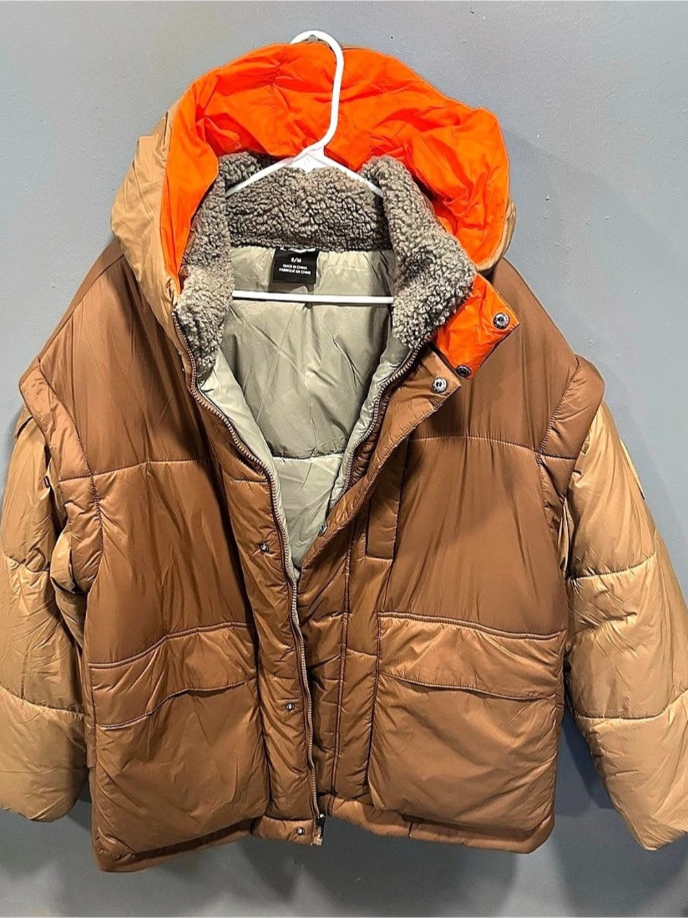 UGG Mykah UGGbraid Puffer Jacket Brown & Gray Small/Medium